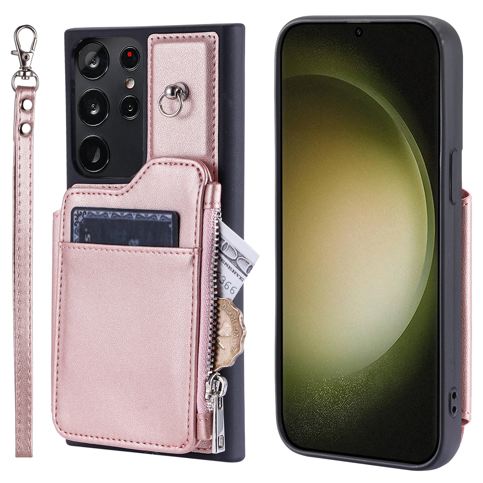 009 For Samsung Galaxy S23 Ultra Zipper Pocket Case Kickstand PU Leather Coated TPU RFID Blocking Wallet Phone Cover with Wrist Strap 009 For Samsung Galaxy S23 Ultra Zipper Pocket Case Kickstand PU Leather Coated TPU RFID Blocking Wallet Phone Cover with Wrist Strap